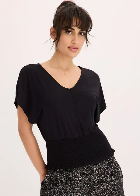 Shirt met gesmokte zoom, bonprix