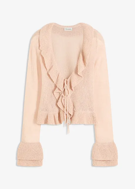 Fijn gebreid vest met ruches, bonprix