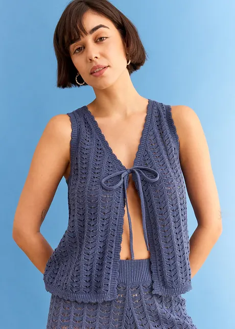 Mouwloos ajour vest, bonprix