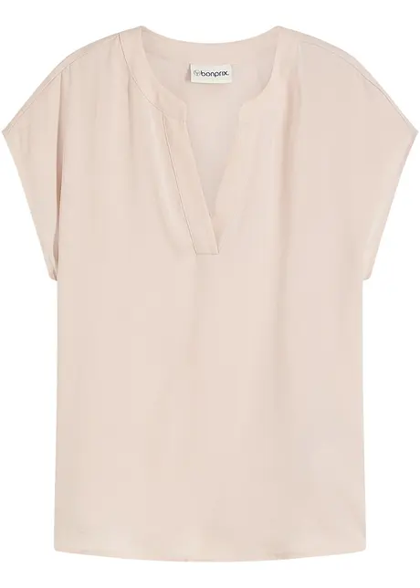 Soepelvallende, satijnen blouse met oversized schouders, bonprix