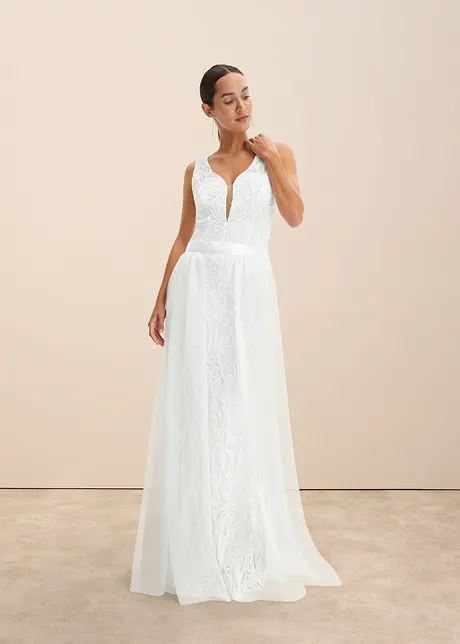Trouwjurk met pailletten en afneembare tule rok, bonprix