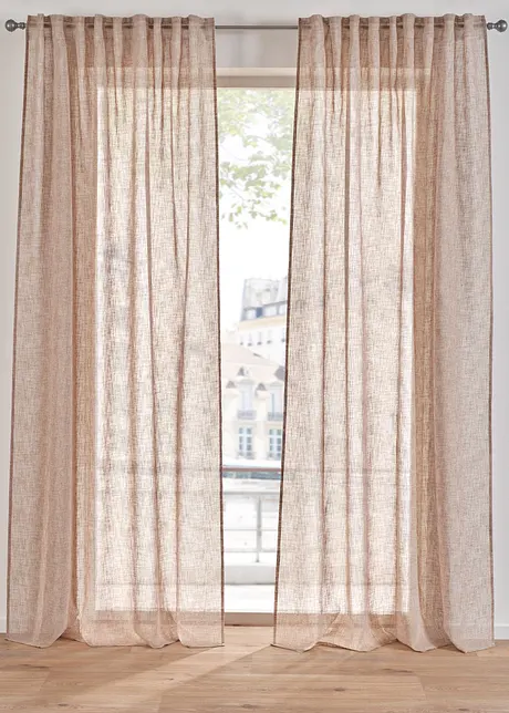 Transparant gordijn in linnen look (1 stuk), bonprix