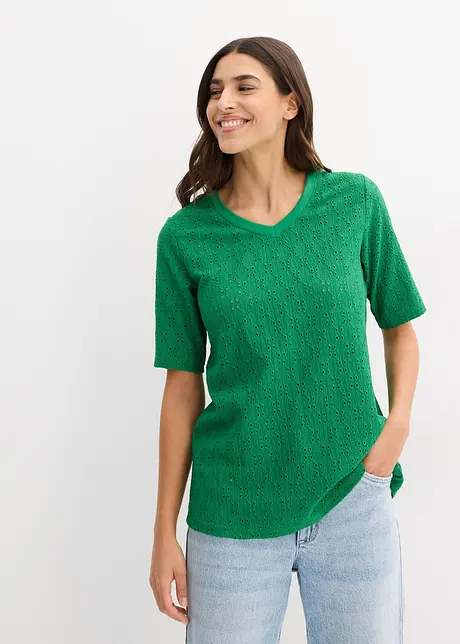 Crêpe shirt met broderie anglaise, bonprix