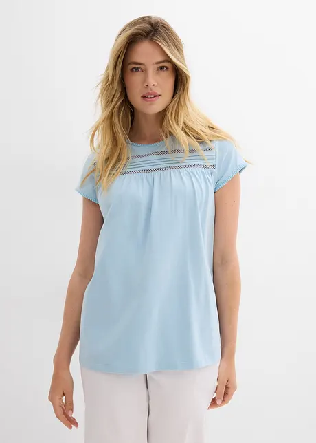 Katoenen shirt met kant, bonprix