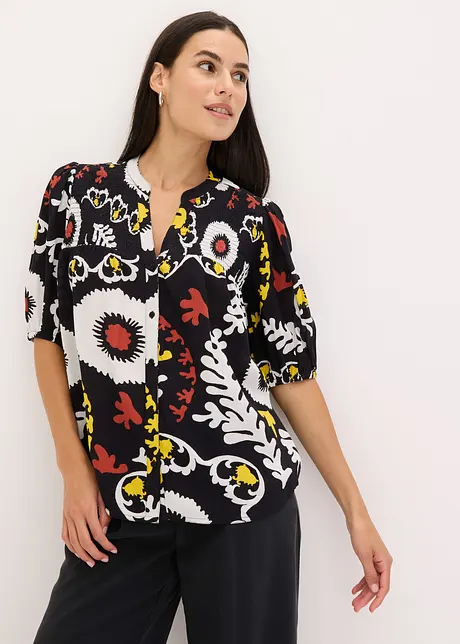 Crinkle blouse met smokwerk van soepele viscose, bonprix