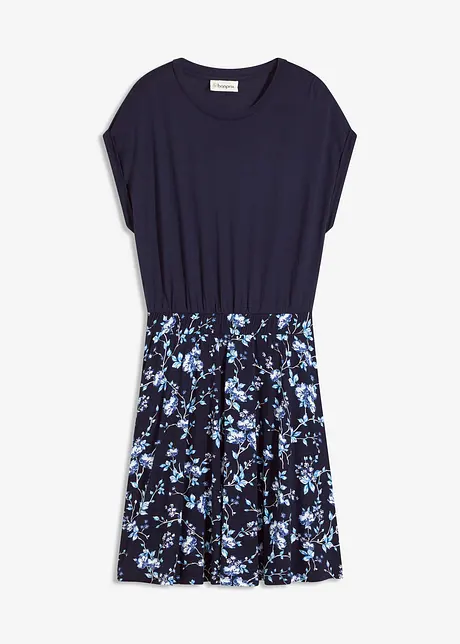 Jersey jurk met gedessineerd rokdeel, bonprix