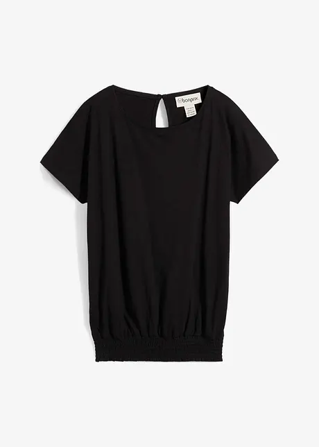 Shirt van effectgaren met gesmokte boord, bonprix