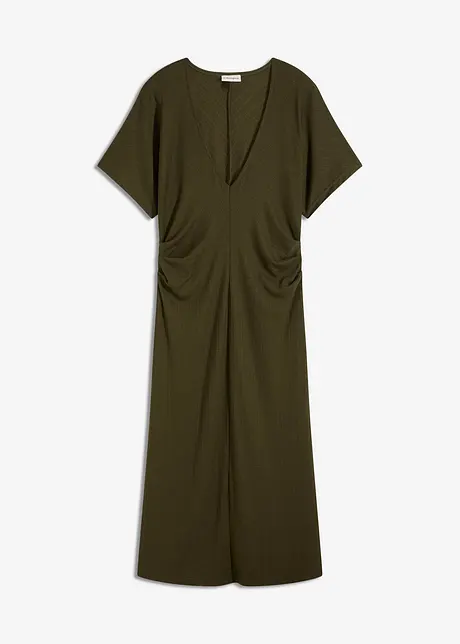 Geribde jersey jurk met zijsplitten, bonprix