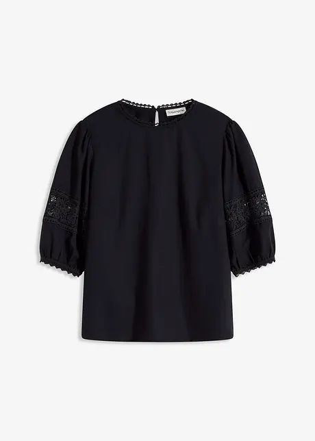 Blouse met korte mouwen en linnen, bonprix