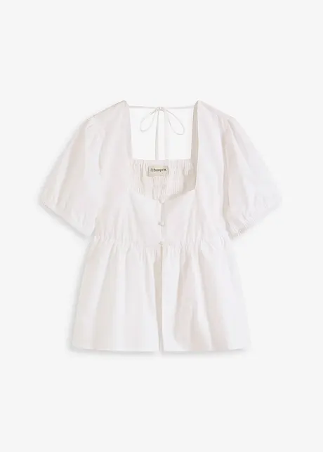 Blouse met pofmouwen en knopen, bonprix