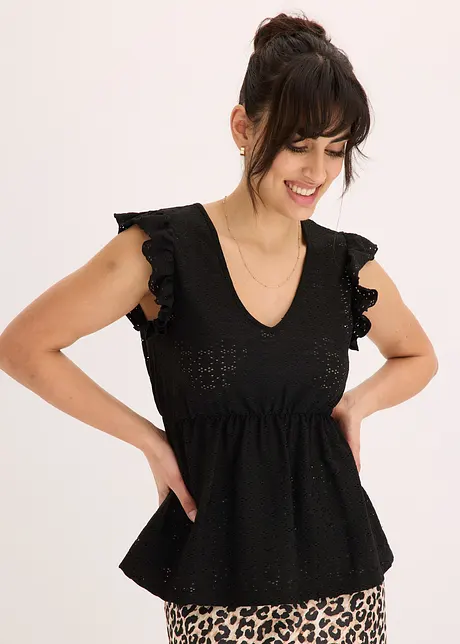 Shirt met broderie anglaise, bonprix