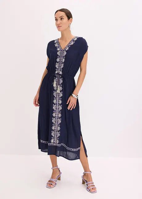 Boho midi jurk met borduursel, bonprix
