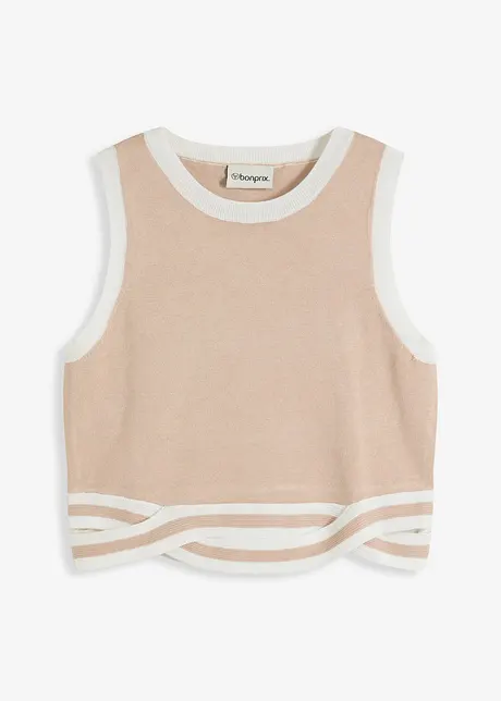Cropped gebreide top met gedraaide zoom, bonprix