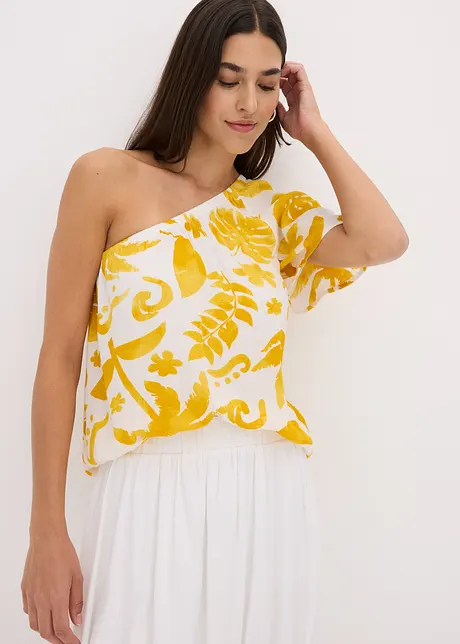 One-shoulder blouse van gestructureerde viscose, bonprix