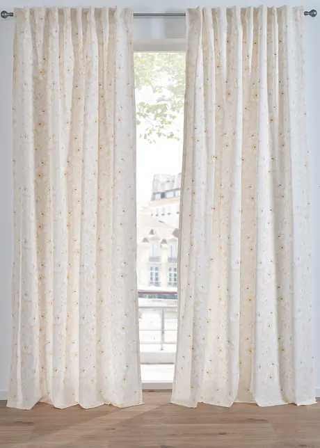Gordijn met bloemmotief van gerecycled polyester (1 stuk), bonprix
