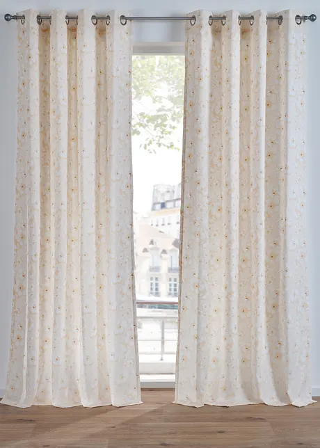 Gordijn met bloemmotief van gerecycled polyester (1 stuk), bonprix