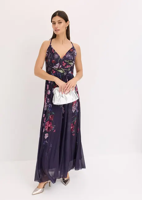 Maxi jurk van fijne tule met bandjes, bonprix