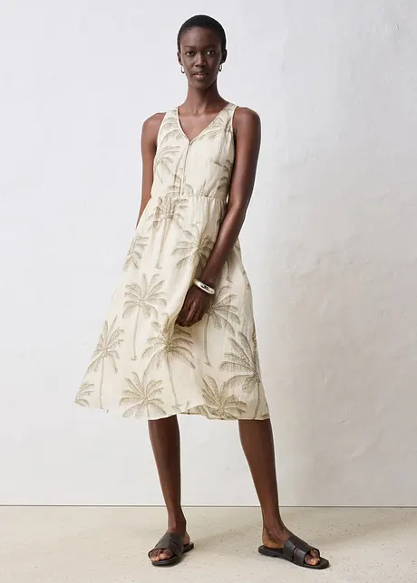 Midi jurk van ramie, bonprix