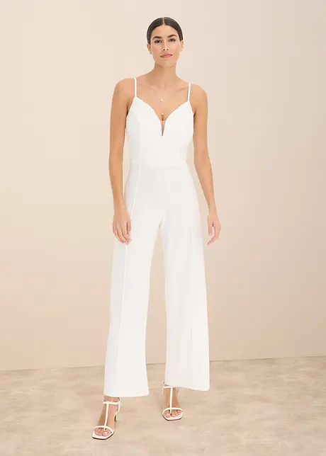 Jumpsuit met kant en spaghettibandjes, bonprix