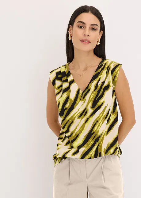 Jersey top met plooitjes en schoudervullingen, bonprix