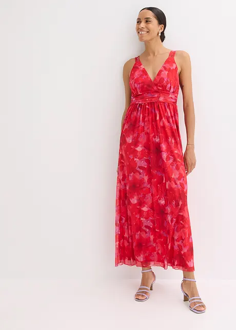 Gedessineerde maxi jurk van zacht mesh, bonprix