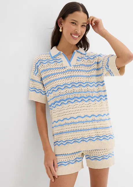 Gebreid shirt van een luchtige katoen-linnenmix, bonprix