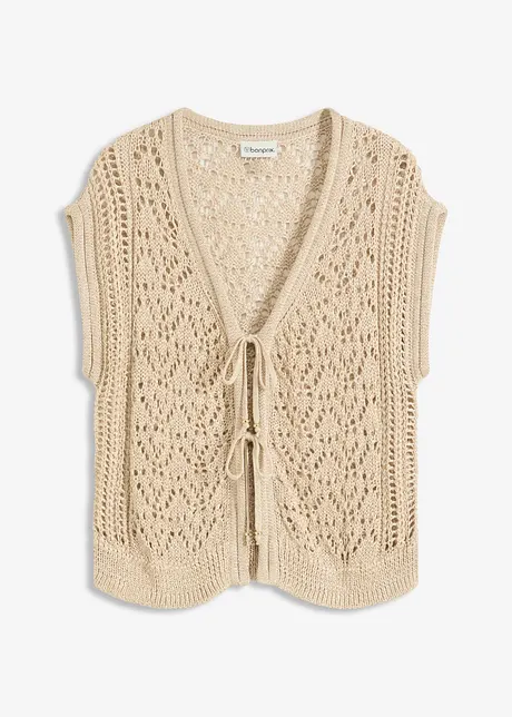 Ajour gebreid vest met viscose, bonprix