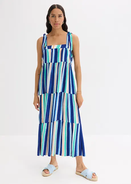 Gestreepte jurk met spaghettibandjes van gestructureerde viscose, bonprix