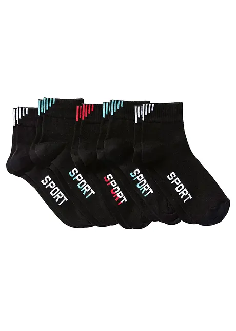 Sportsokken met tekstprint (5 paar), bonprix