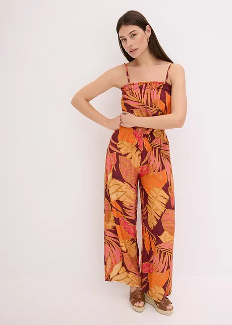 Gedessineerde jumpsuit van soepele viscose, bonprix