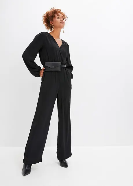 Satijnen jumpsuit in wikkellook, BODYFLIRT