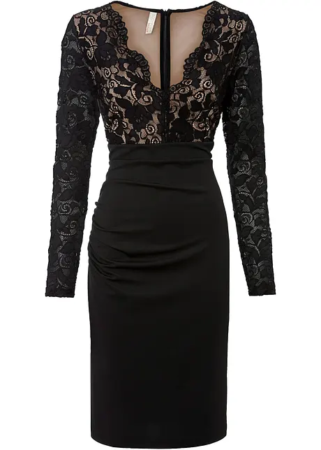 Mini jurk met kant, korte maten, bonprix