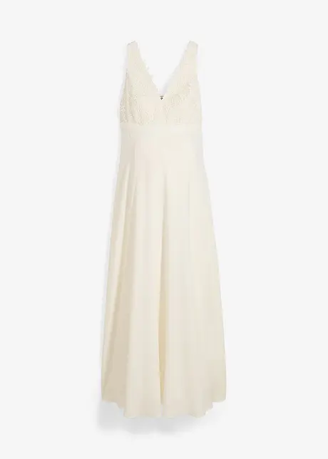 Zwangerschaps trouwjurk met kant, satijn en georgette, bonprix