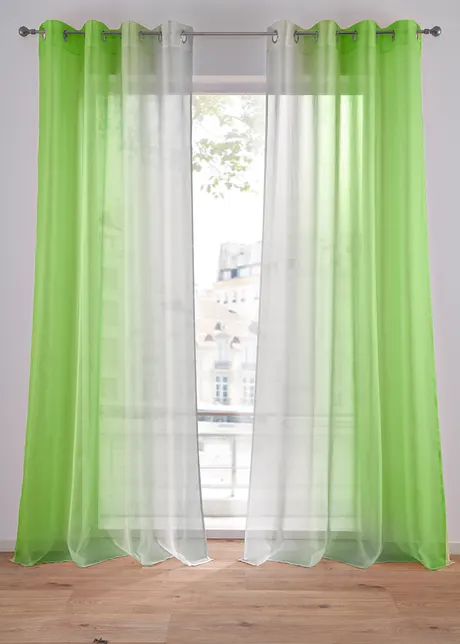 Gordijnen met gerecycled polyester en kleurverloop (set van 2), bonprix