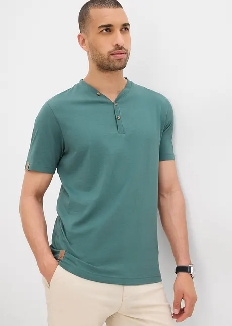 Henley shirt, korte mouw (set van 2) van biologisch katoen, bonprix