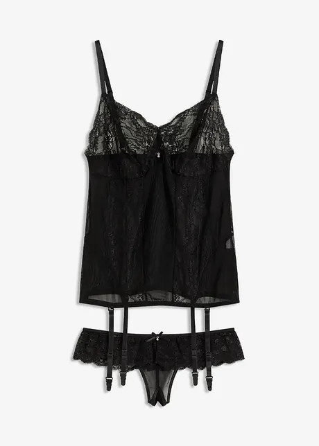 Bustier met jarretels en string ouvert (2-dlg. set), VENUS