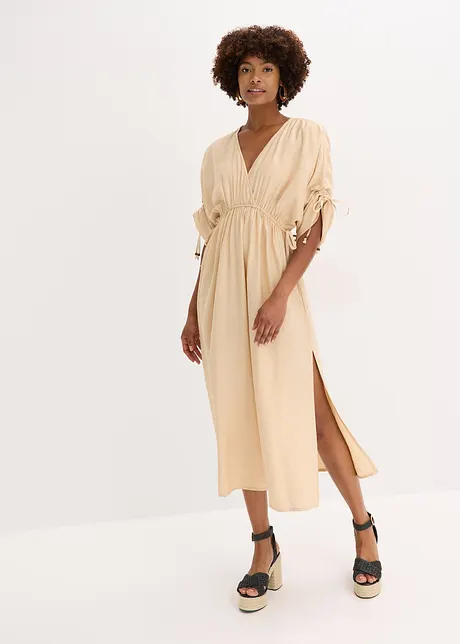 Maxi-jurk met wijde mouwen van structuurstof, bonprix