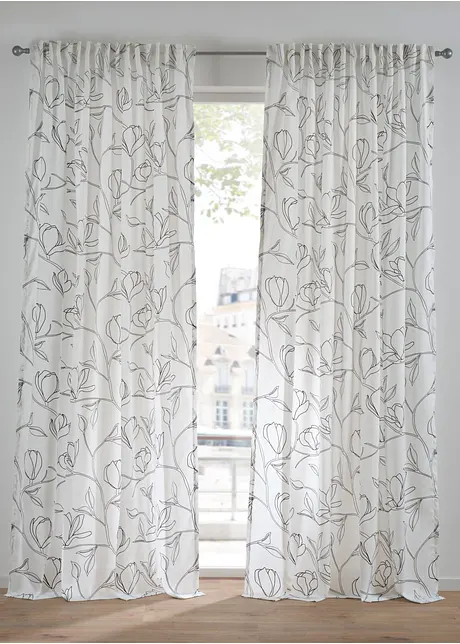Gordijn met bladeren van gerecycled polyester (1 stuk), bonprix
