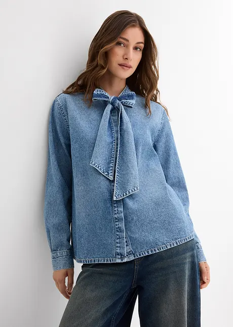 Spijkerblouse met strik, bonprix