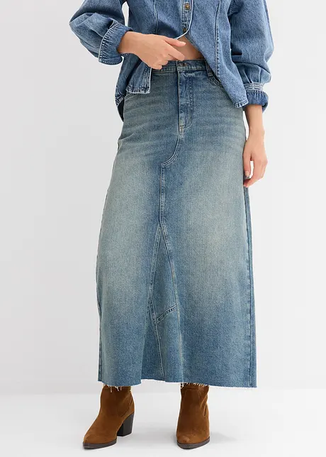 Maxi spijkerrok, mid waist, bonprix