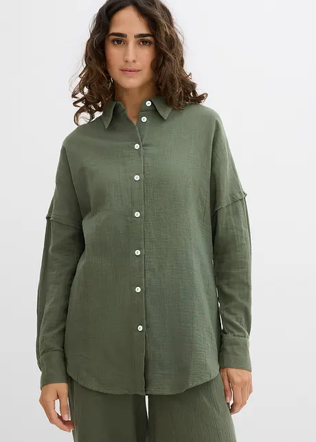 Oversized overhemd van luchtige mousseline, bonprix