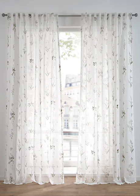 Transparant gordijn met bloemmotief (1 stuk), bonprix