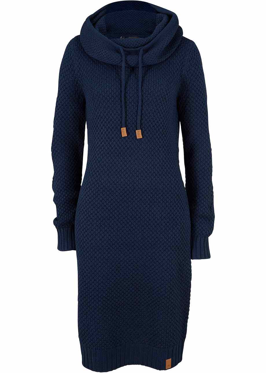 Casual jurk van knitwear met koordjes en imitatieleren details