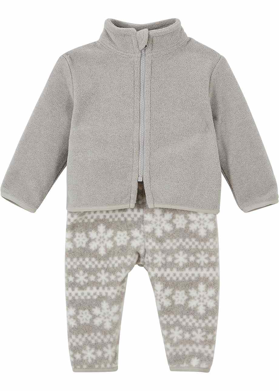 Baby fleece vest en broek (2dlg. set) lichtgrijs gemêleerd