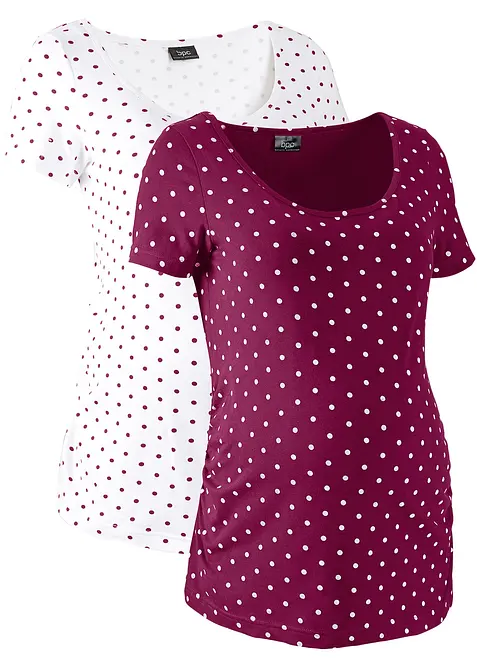 Zwangerschapsshirt (set van 2) met biologisch katoen, bonprix