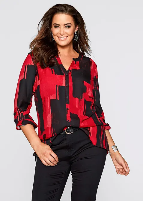Gedessineerde lange chiffon blouse, bonprix