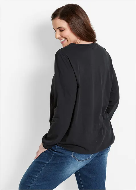 Katoenen longsleeve met elastiek van katoen, bonprix