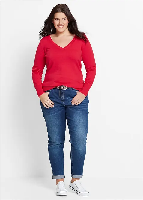 Fijngebreide trui met V-hals, bonprix