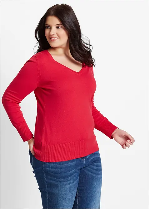 Fijngebreide trui met V-hals, bonprix