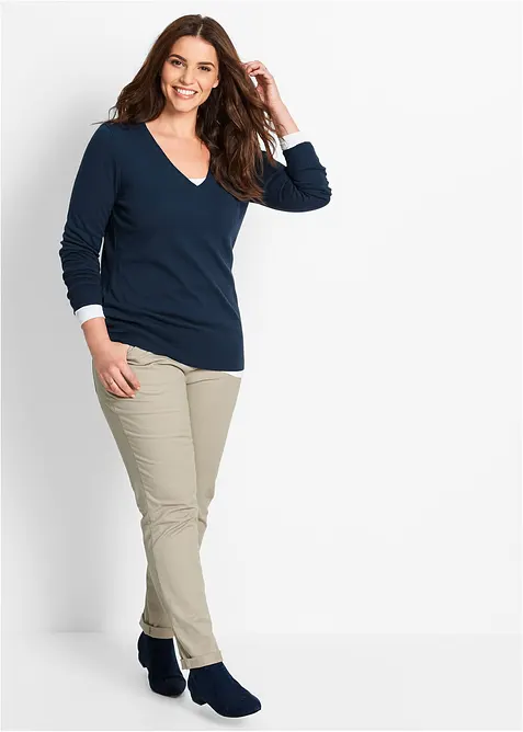 Fijngebreide trui met V-hals, bonprix